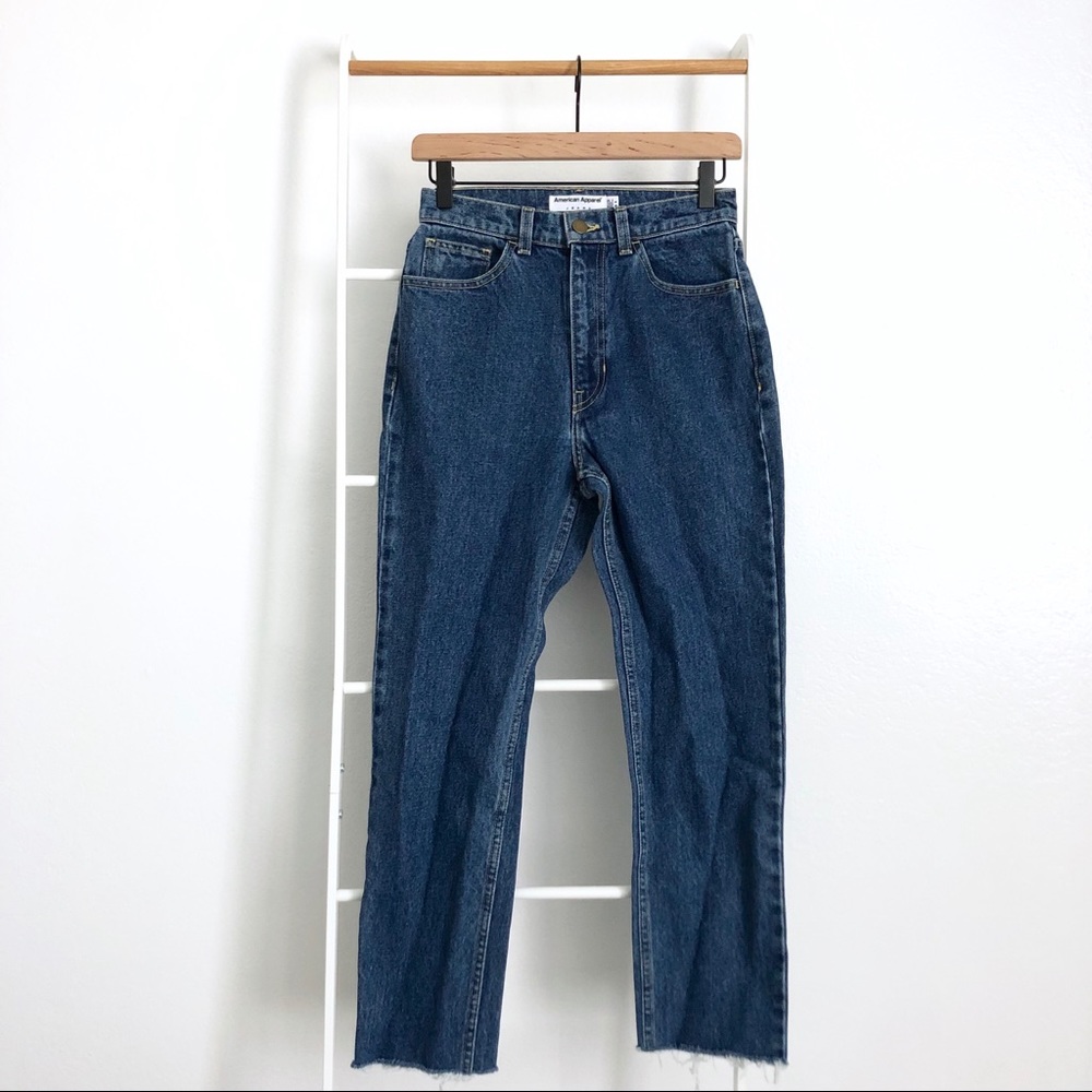 American Apparel High Waist Raw Hem Mom Jeans